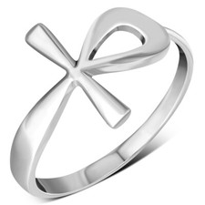 Ancient Egyptian ankh Cross - Sterling Silver 925 Ring- Multiple Sizes Available
