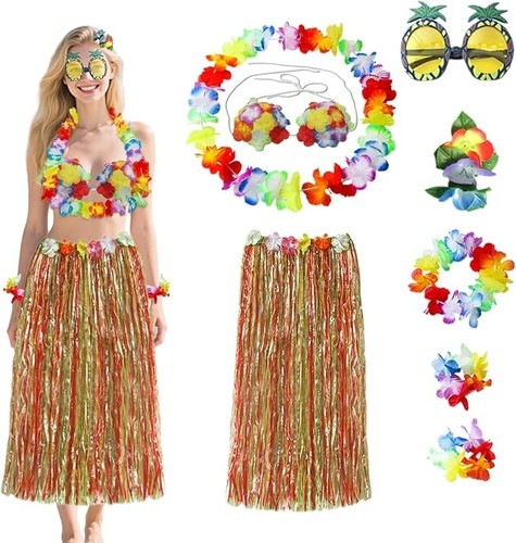 8pc hawaiian hula costume set - 8pc,