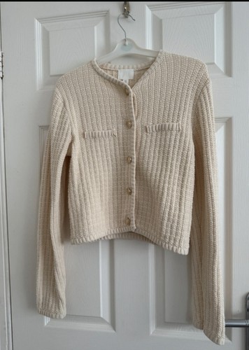 Cream cardigan with gold - cream, h&m