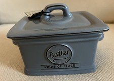 Pride of Place Ceramic Butter Dish in Blue with Lid by T&G Woodware
