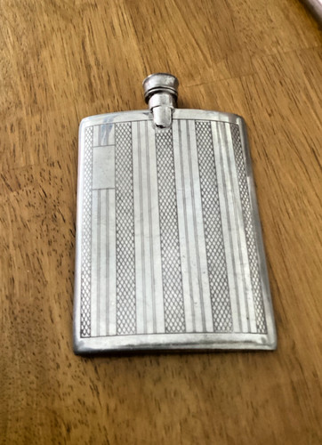 Vintage pewter hip flask made - flask,