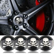 4x Universal 56mm Skull Vehicle Car Wheel Rim Center Hub Cap Sticker Accessories