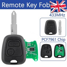 2 Button Car Key Remote Fob 433MHz +NE73 Blade Replace for Peugeot 206 2001-2006