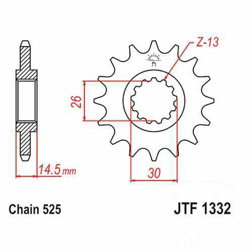 Front sprocket tooth pitch - tooth,