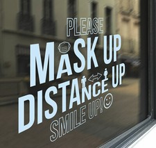 Mask Signage Distance Sign Shop Window Stickers Retail Vinyl Decal Graphics B88M