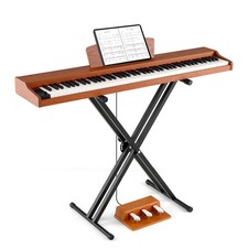 COSTWAY 88-Key Keyboard Piano Set Full Size Semi-weighted Digital Piano-Coffee