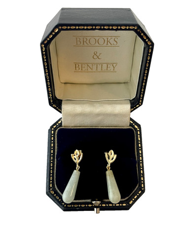Jade earrings 9ct gold - jade,