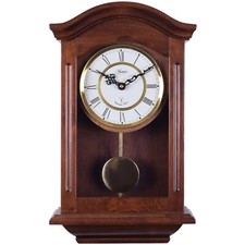 Acctim Thorncroft Pendulum Wall Clock Radio Controlled Chime Carved Dark Wood