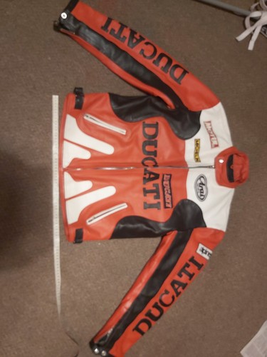 Red leather ducati jacket m - red,