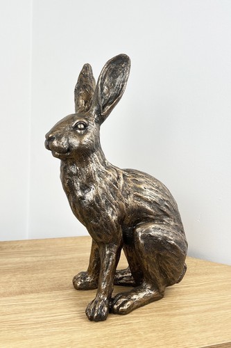 Large bronze hare ornament - hare,