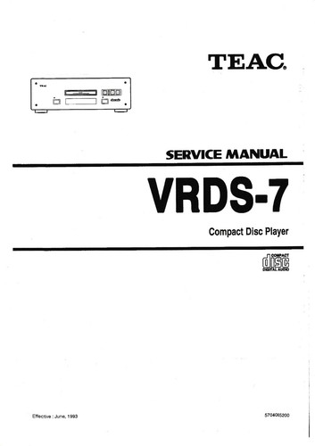 Service manual for teac - for, vrds-7