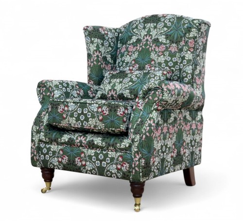 Green fabric floral chair - floral, pre