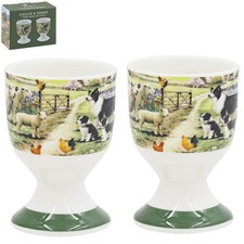 Ceramic egg cups collie - cups, &
