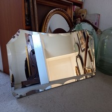 Large Vintage Original Bevelled Edge Art Deco Frameless Mirror