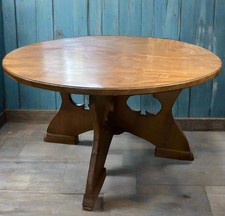 large vintage solid wood card table with carved club design - man cave