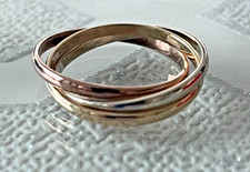 9ct GOLD RUSSIAN WEDDING BAND 375 GOLD MULTI TONE  - SIZE N