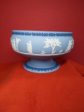 Wedgwood Blue Jasperware Tricolour Imperial Pedestal Bowl Neoclassical