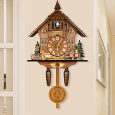 Cuckoo Singing Wall Clock Vintage Pendulum Home Living Room Wooden Art Decor