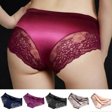 Shiny Satin Silky Knickers Sexy Briefs Women Underwear Lace Panties Seamless