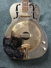 Ozark Slimline Resonator Guitar with engraved Nickel Plated Bell Brass body 