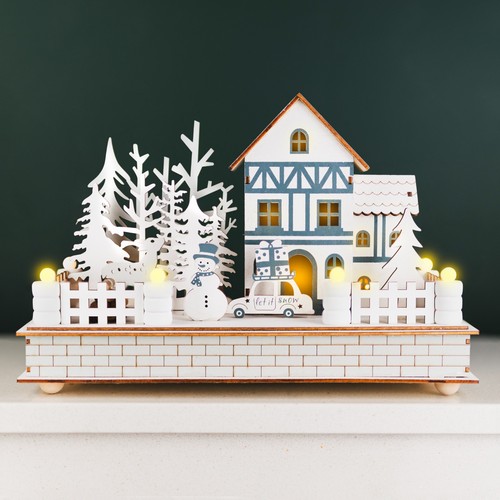 Christmas wooden village scene - village,