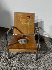 Antique Folding Potty Toilet Training Chair Wooden Made in USA Vintage