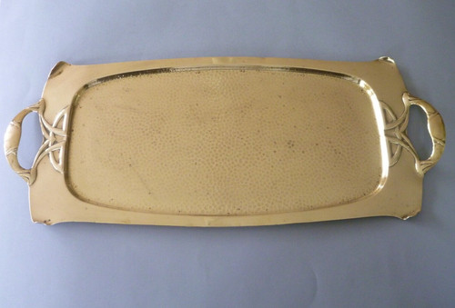 Arts crafts brass tray - &,
