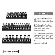 3pc Black Magnetic Socket