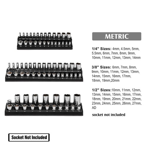 3pc black magnetic socket - black,