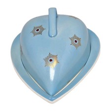 Vntg 1960s Royal Winton Grimwades Turquoise Starburst Art Deco Covered Dish