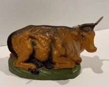 Vintage Hand Painted Cow Bull Paper Mache Nativity Christmas Figure Italy