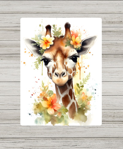 Giraffe watercolour metal