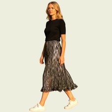 Frank Lyman Black Silver Textured Mesh Trim Skirt UK 14 US 10 EU 42