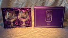 2 x  Edinburgh crystal  Brandy  glasses  with etched Scottish Castles In box