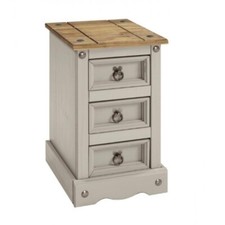Corona Bedside Chest Cabinet Solid Pine Grey White Charcoal by Mercers Furniture