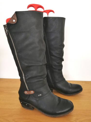 Rieker black calf boots size - black, 5