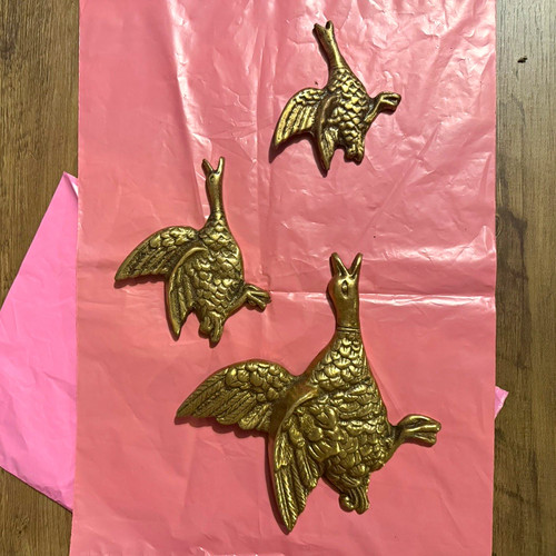 Art deco brass flying duck - flying,