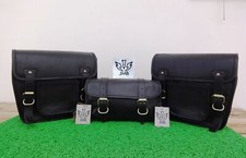 Genuine Leather 3 Motorcycle Black Saddlebags Tool Bag JMB TRADE MARK