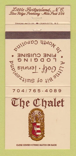 Matchbook cover the chalet - -,