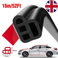 Universal 52Ft L-Shape Rubber Car Door Seal Strip Hollow Edge Guard Weatherstrip