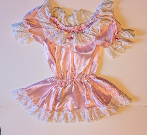 Sexy pink white sissy dress - pink, &