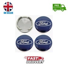 4x 54MM BLUE FORD ALLOY WHEEL CENTRE FUSION FOCUS 3 FIESTA  MONDEO MK2 MK4 KUGA