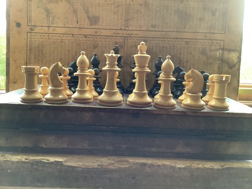 Antique chess set with board - antique,