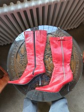 Faith red leather mid calf