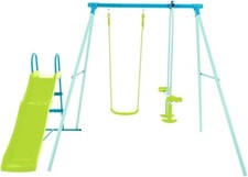 Triple Swing Set with Slide and Glider - Adjustable Metal Swing Stand With Swing