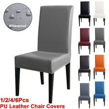 PU Leather Dining Chair Seat Covers Waterproof Stretch Wedding Slip Protector UK