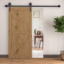 Sliding Barn Door Hardware Carbon Kit w/ Gear Roller Hanger Rail 6FT/1830mm