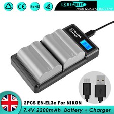 2x EN-EL3e EL3a Battery + Dual Charger For Nikon D50 D70 D80 D90 D100 D200 D300