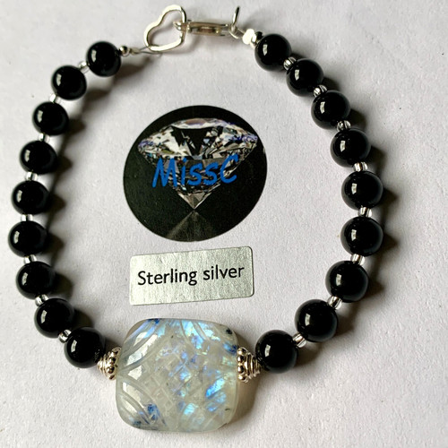 Rainbow moonstone carved - moonstone,