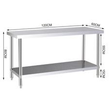 Stainless Steel Commercial Kitchen Prep Work Table with Undershelf -120cm x 60cm